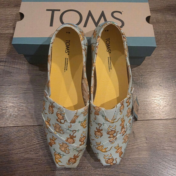 Toms Accessories - TOMS Alpargata Blue Monkey Business Printed Canvas Shoes Women's Size 9